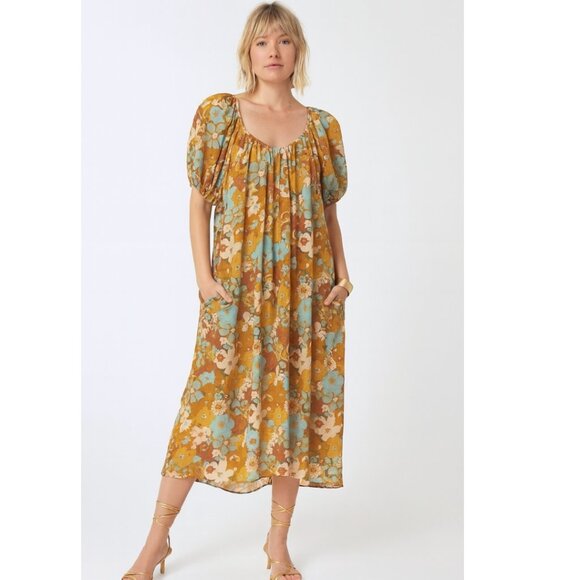 Anthropologie Sundry Retro Floral Maxi Dress Small NWT - Picture 1 of 8